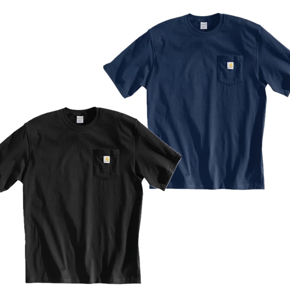 Carhartt Pocket T-Shirt Bundle (2) Mens Navy/Blue Black Workwear Tees Size Large